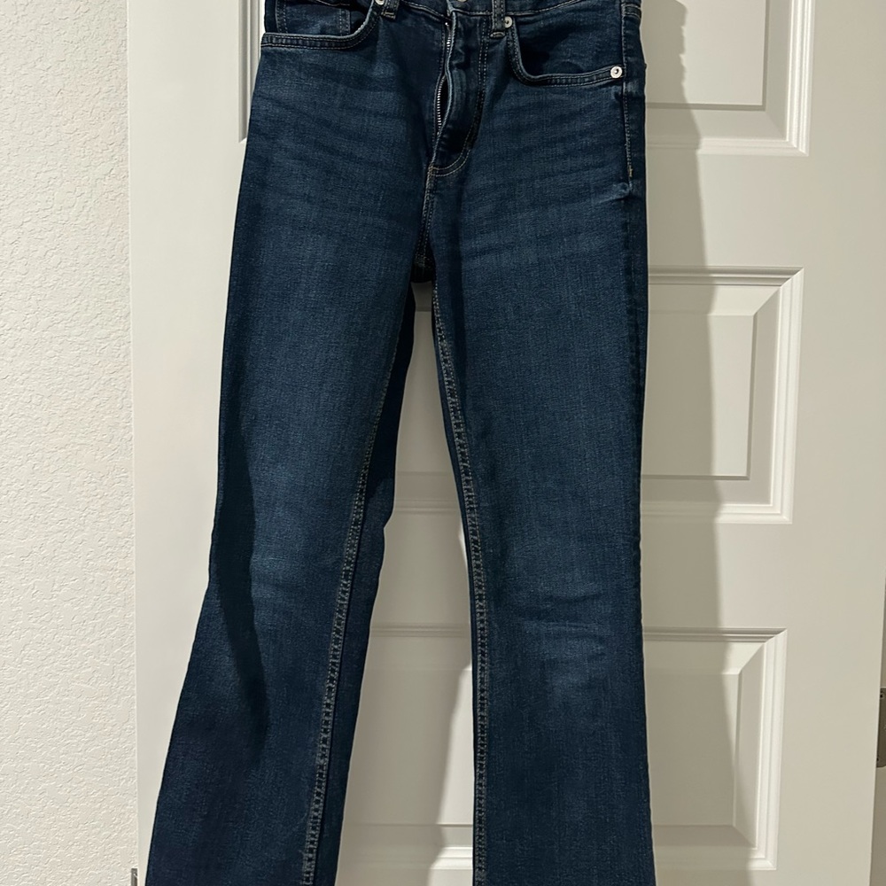 Zara Blue Flare Wide Leg Jeans with Indigo Denim